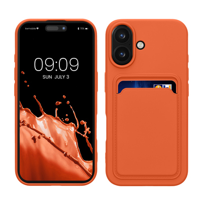 TPU Hülle mit Kartenfach für Apple iPhone 16 Orange