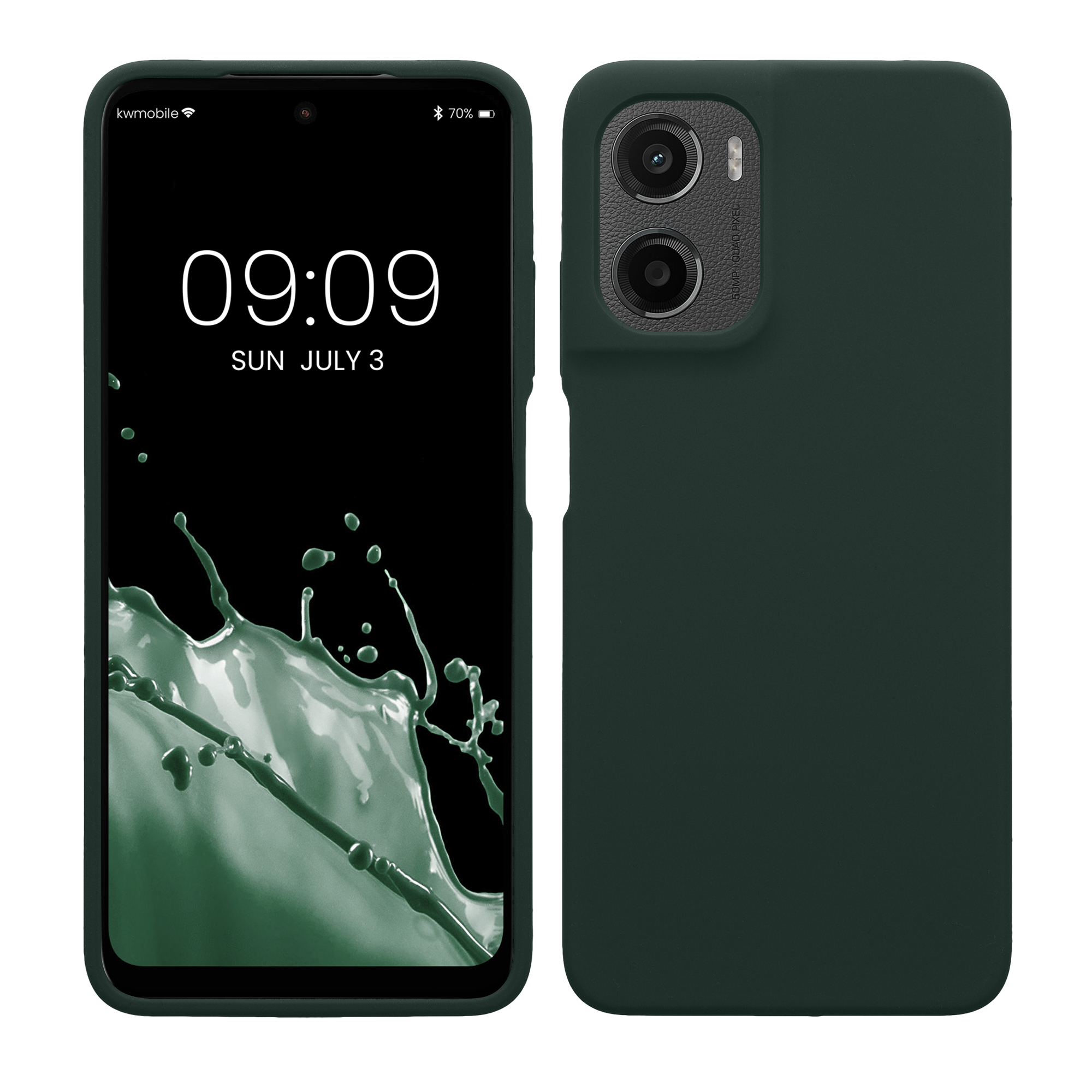Gummierte Silikon Hülle für Motorola Moto G05 / Moto E15 in Moosgrün Gummierte Silikon Hülle für Motorola Moto G05 / Moto E15 in Moosgrün