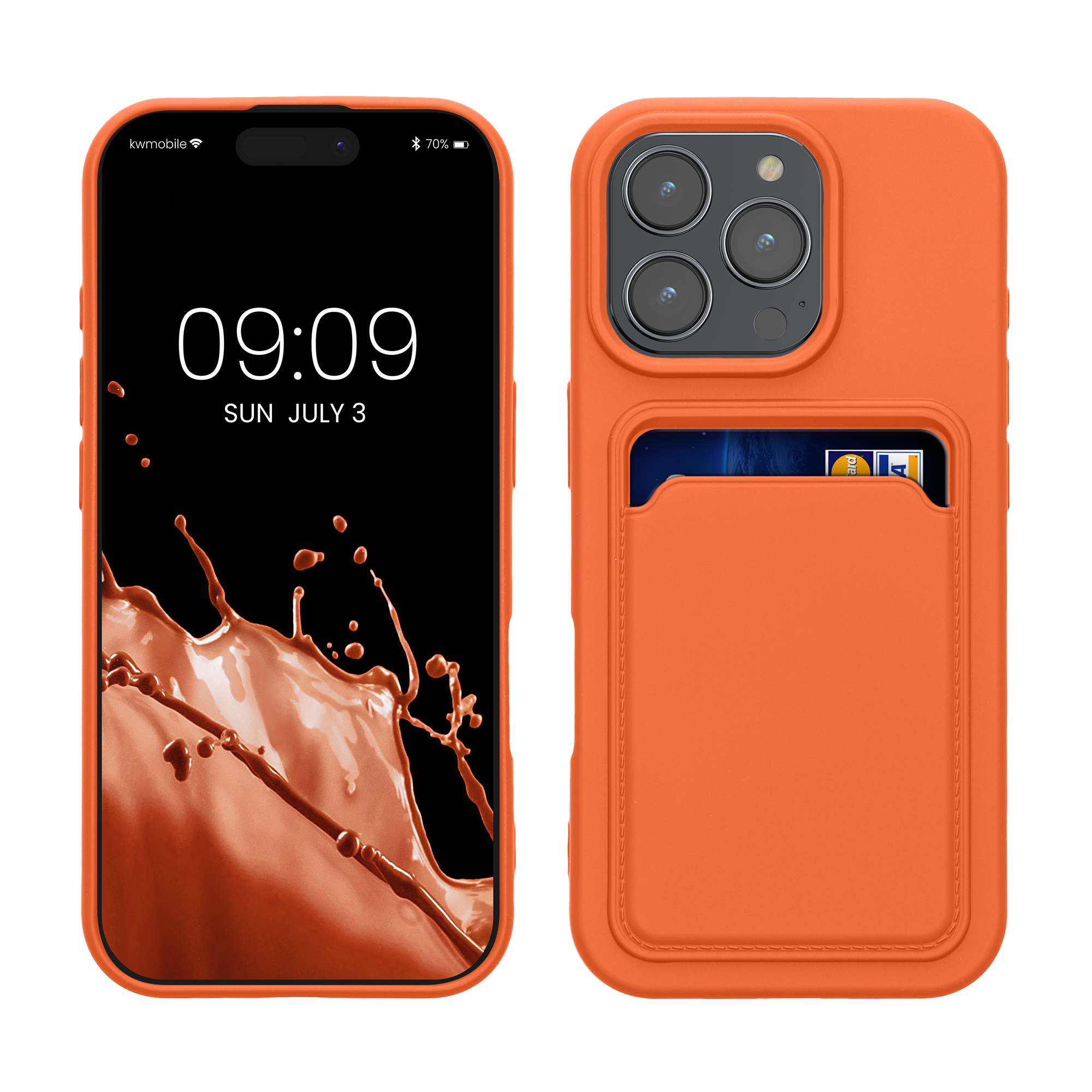 TPU Hülle mit Kartenfach für Apple iPhone 16 Pro Orange