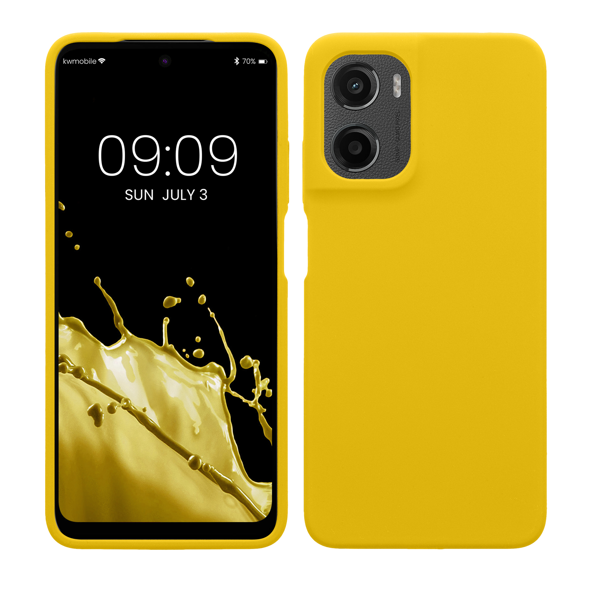 Gummierte Silikon Hülle für Motorola Moto G05 / Moto E15 in Strahlend Gelb