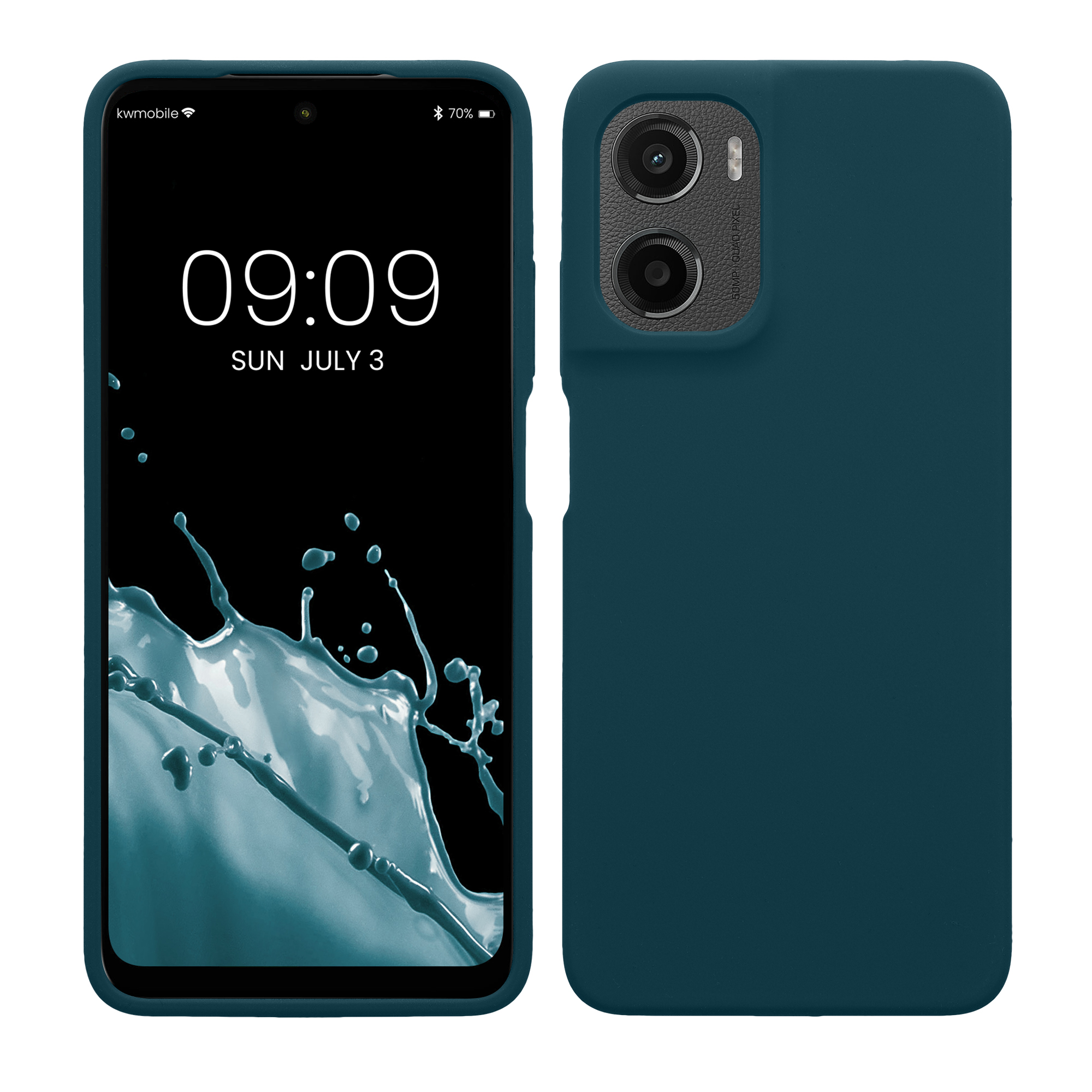 Gummierte Silikon Hülle für Motorola Moto G05 / Moto E15 in Petrol