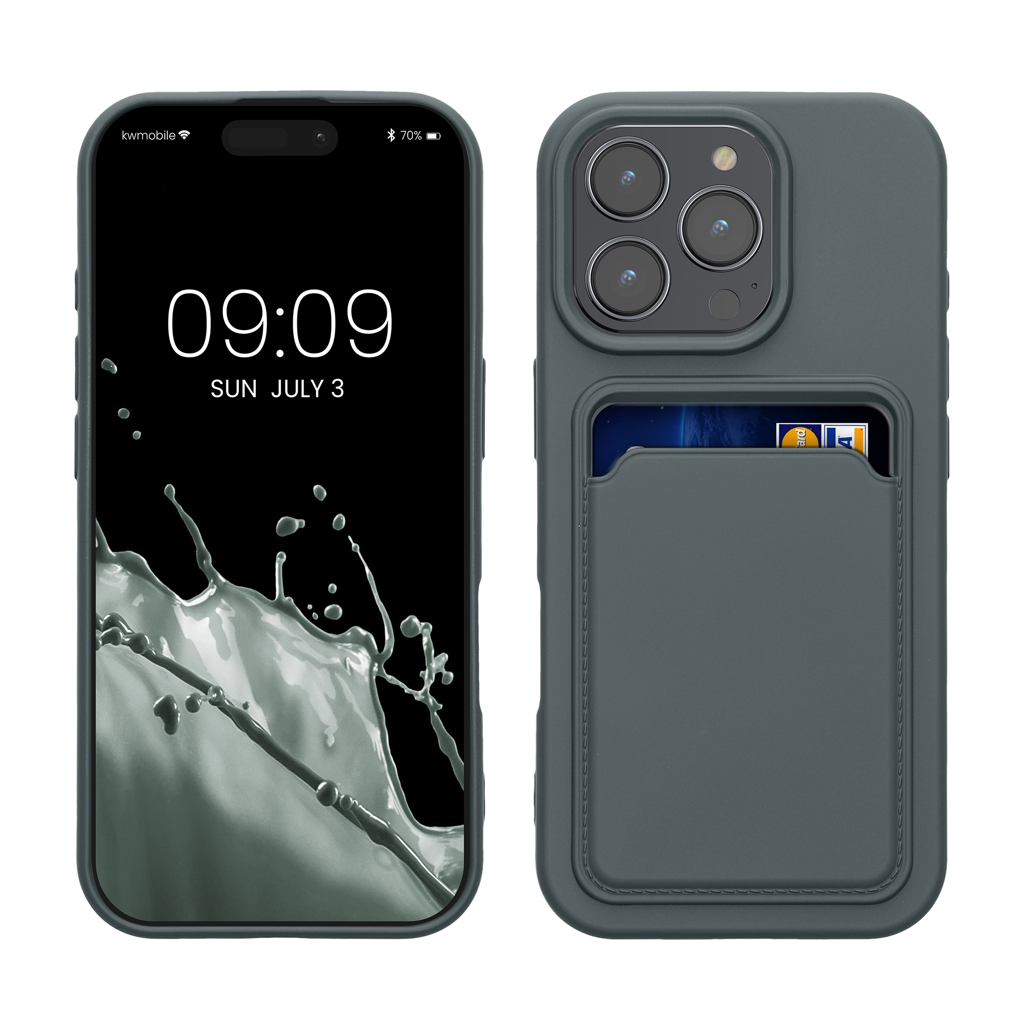 TPU Hülle mit Kartenfach für Apple iPhone 16 Pro Dunkler Schiefer