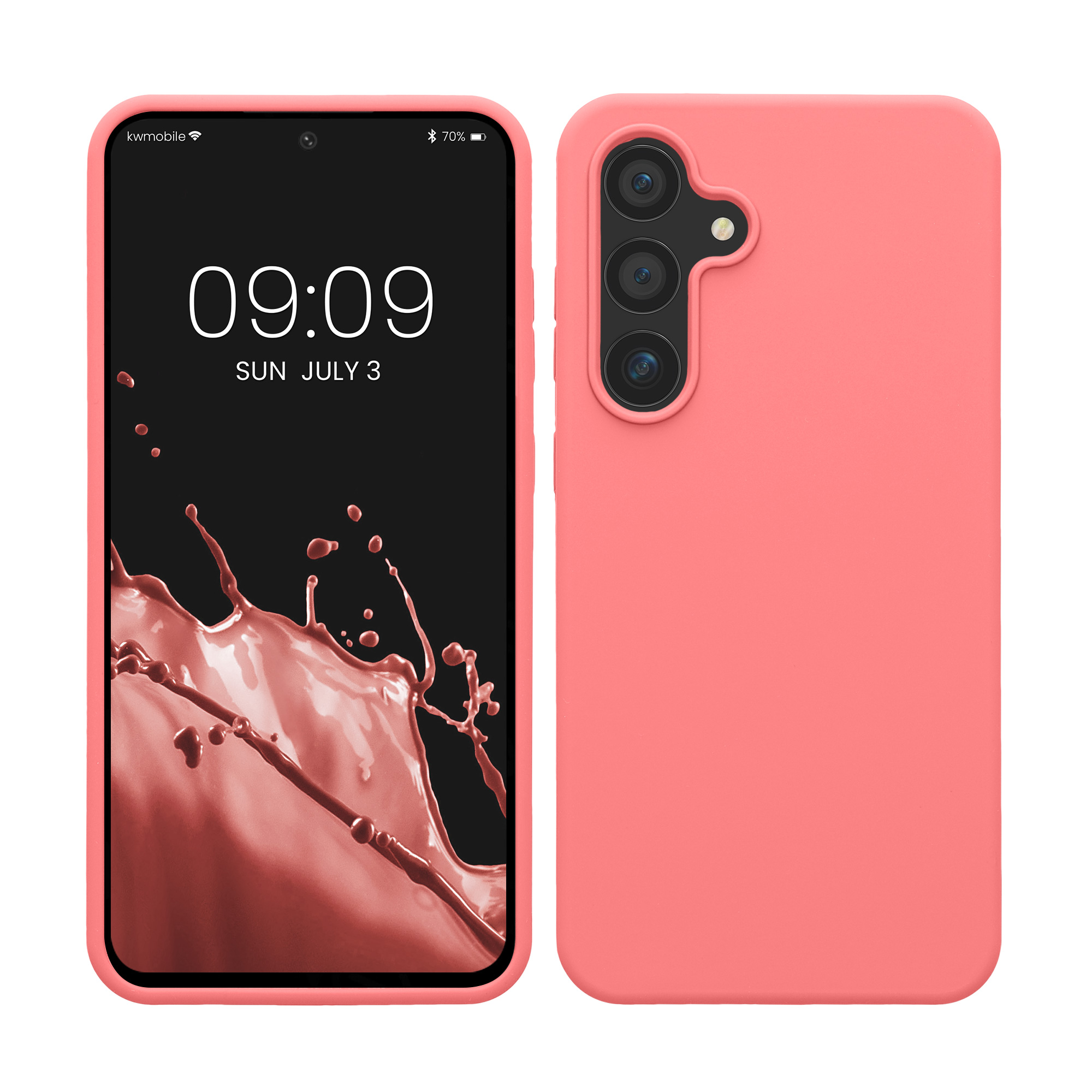 Gummierte Silikon Hülle für Samsung Galaxy S24 FE in Pastell Koralle