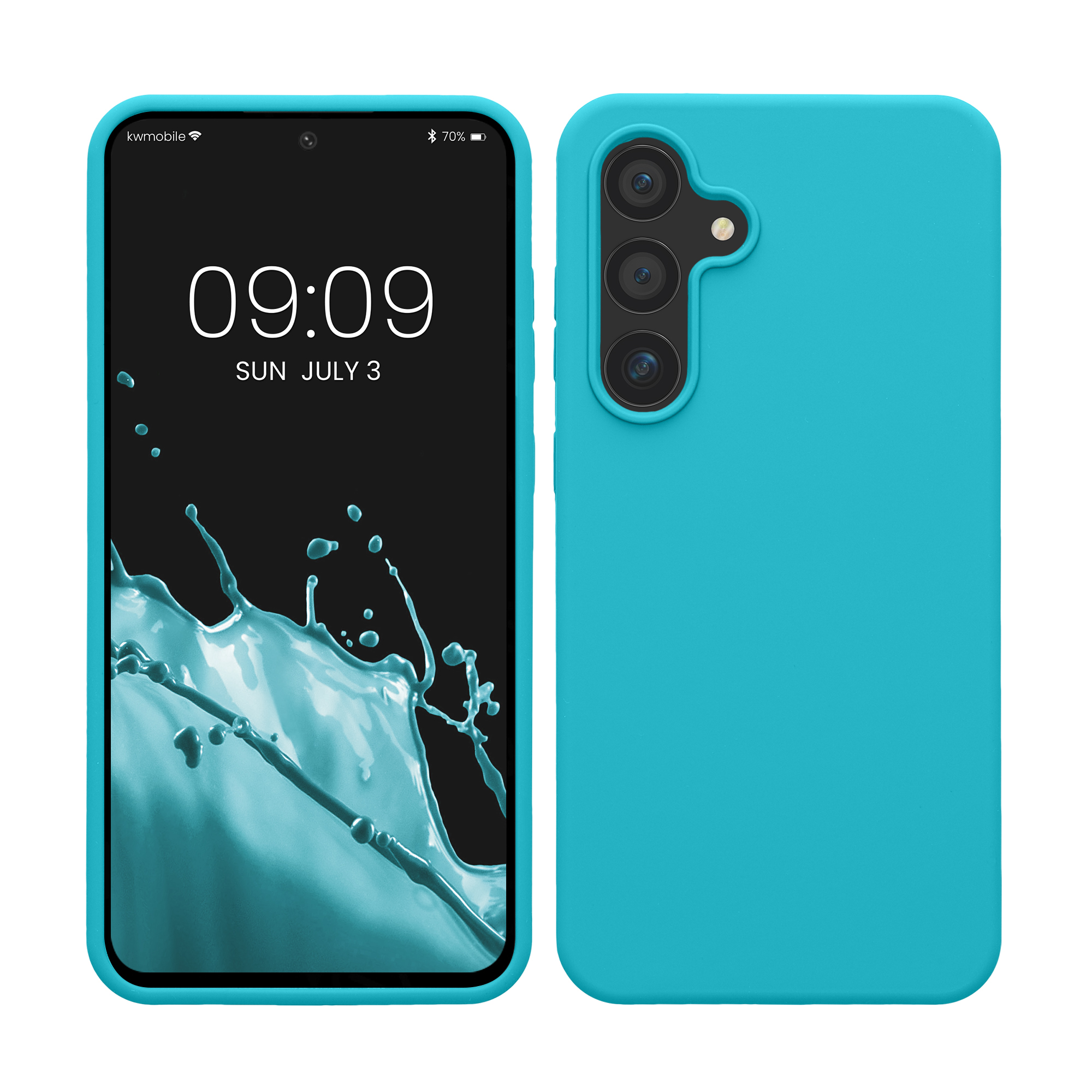 Gummierte Silikon Hülle für Samsung Galaxy S24 FE in Cool Glacier
