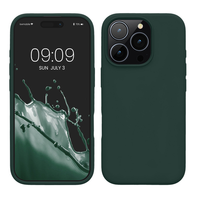 Gummierte Silikon Hülle für Apple iPhone 16 Pro in Moosgrün