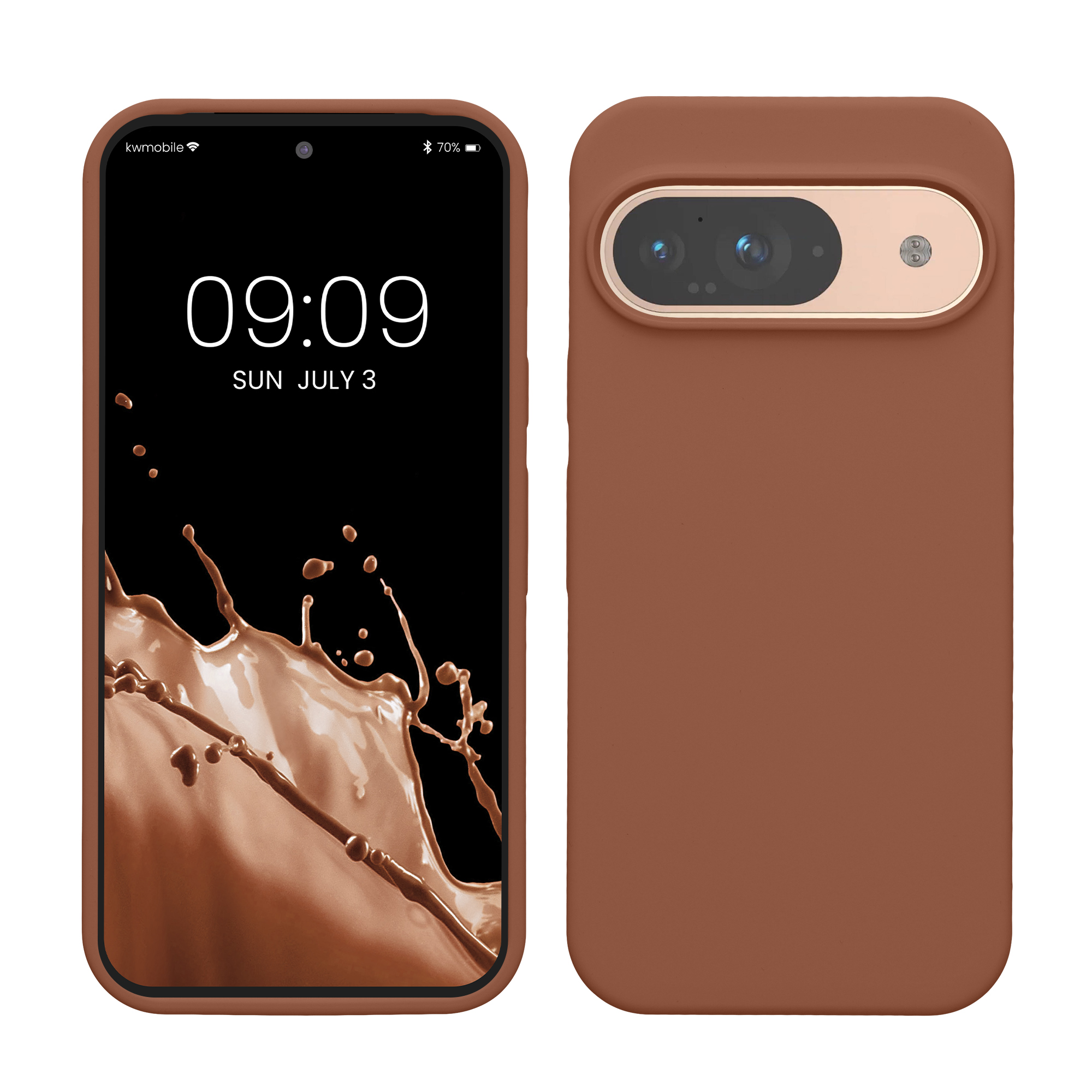 Gummierte Silikon Hülle für Google Pixel 9 / Pixel 9 Pro in Mokka
