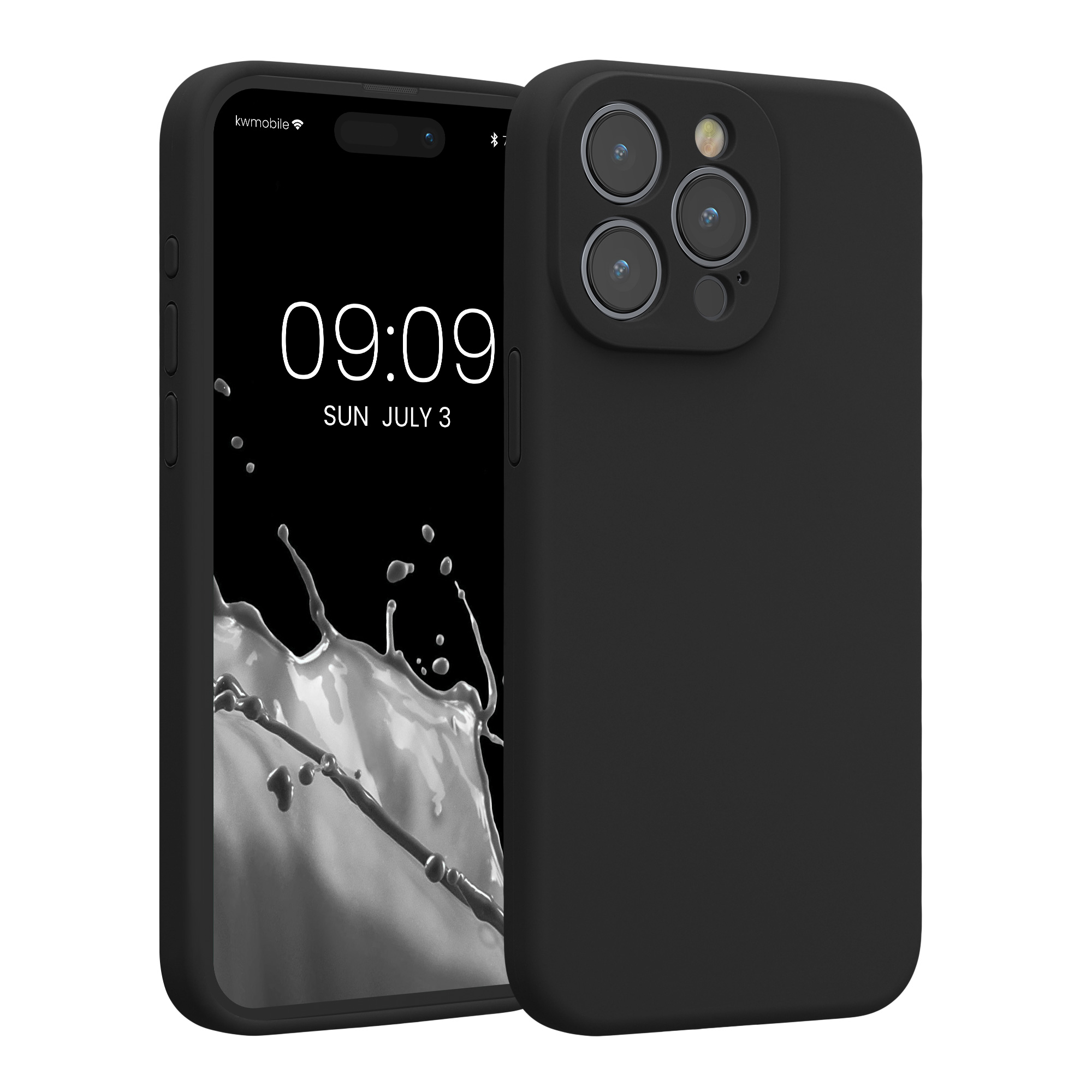 Gummierte Silikon Hülle mit Kameraschutz für Apple iPhone 15 Pro Max in Schwarz
