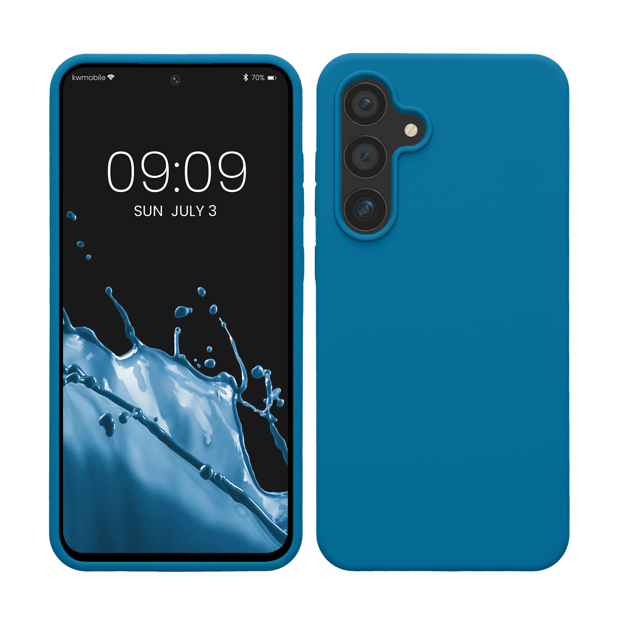 Gummierte Silikon Hülle für Samsung Galaxy S24 FE in Karibikblau
