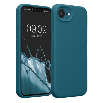 Gummierte Silikon Hülle mit Kameraschutz für Apple iPhone 16e in Petrol matt