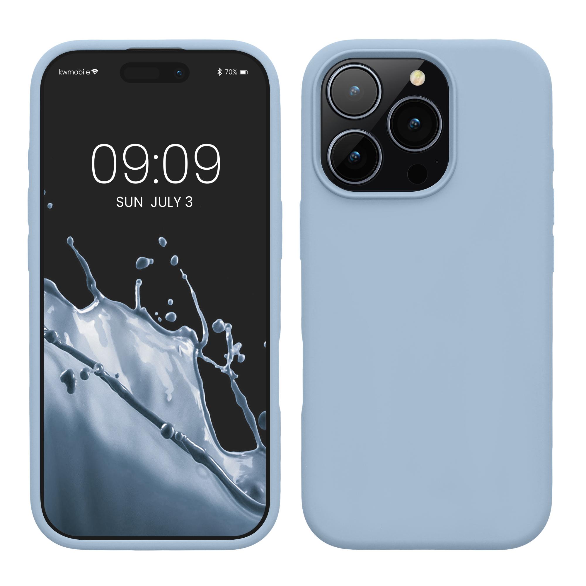 Gummierte Silikon Hülle für Apple iPhone 16 Pro in Hellblau matt