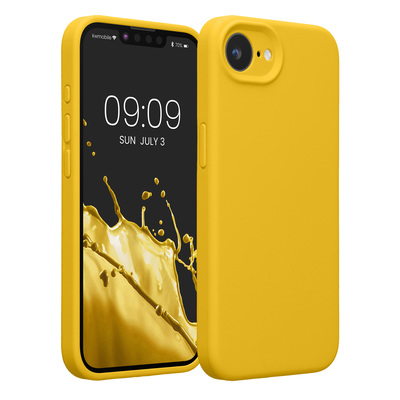 Gummierte Silikon Hülle mit Kameraschutz für Apple iPhone 16e in Strahlend Gelb