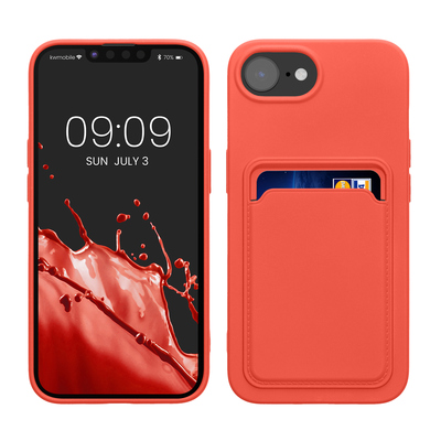 TPU Hülle mit Kartenfach für Apple iPhone 16e Koralle
