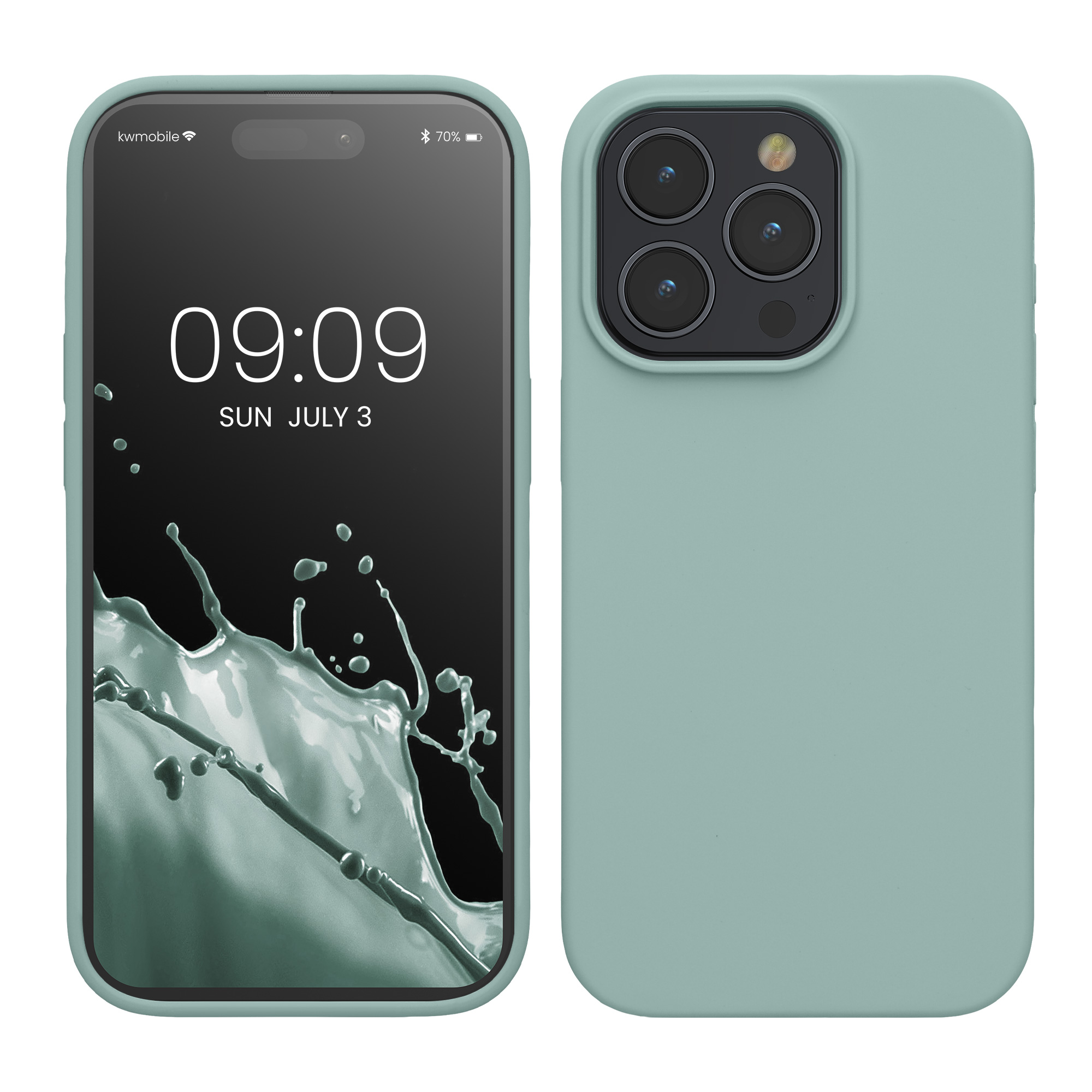 Gummierte Silikon Hülle für Apple iPhone 15 Pro in Mintgrün