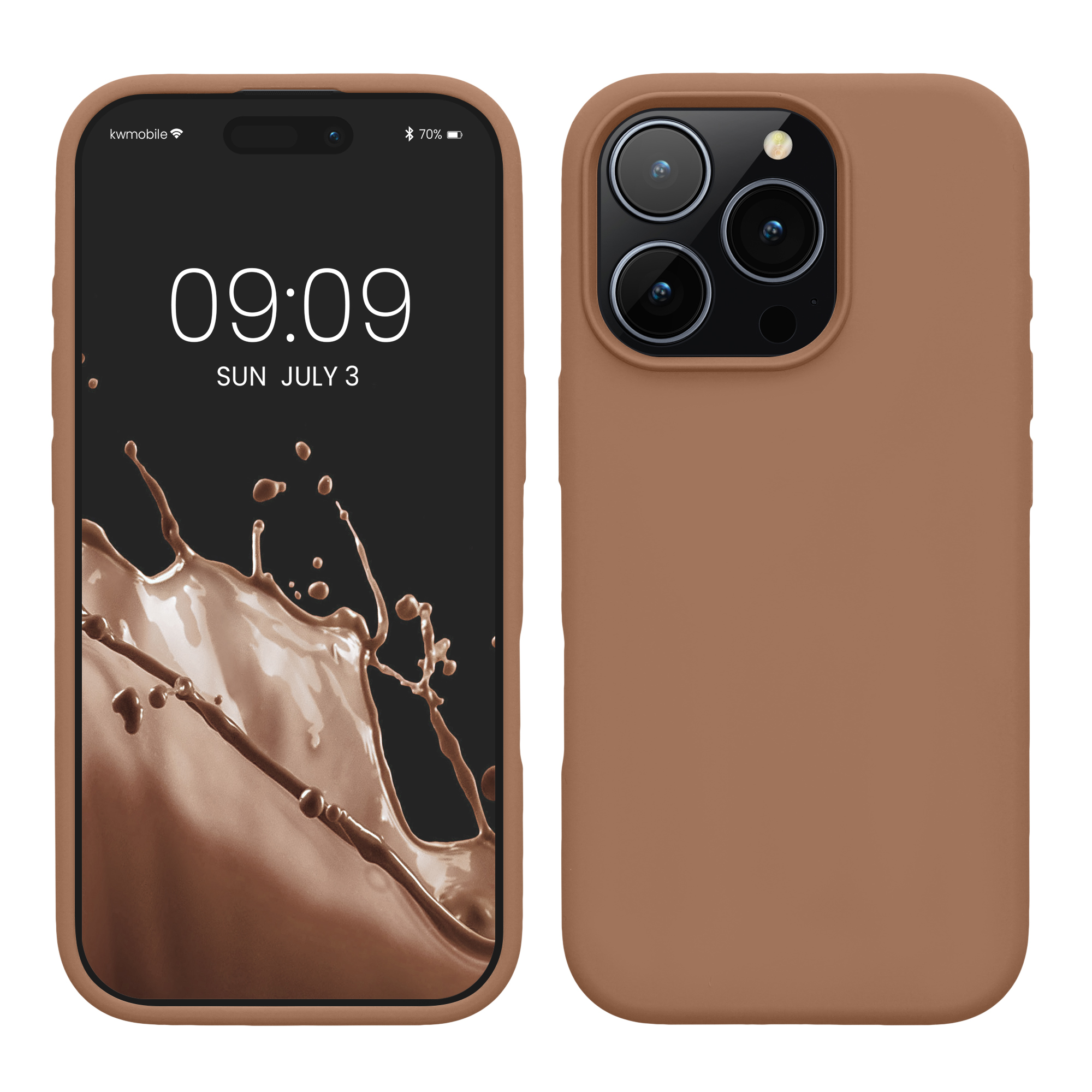 Gummierte Silikon Hülle für Apple iPhone 16 Pro in Cappuccino