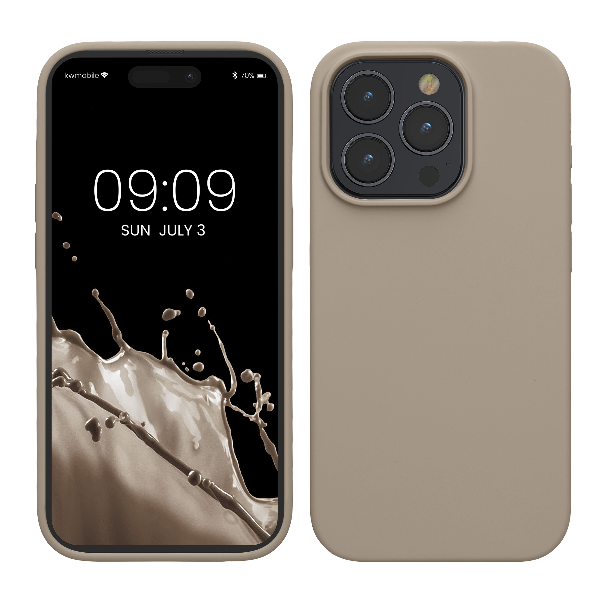 Gummierte Silikon Hülle für Apple iPhone 15 Pro Max in Taupe