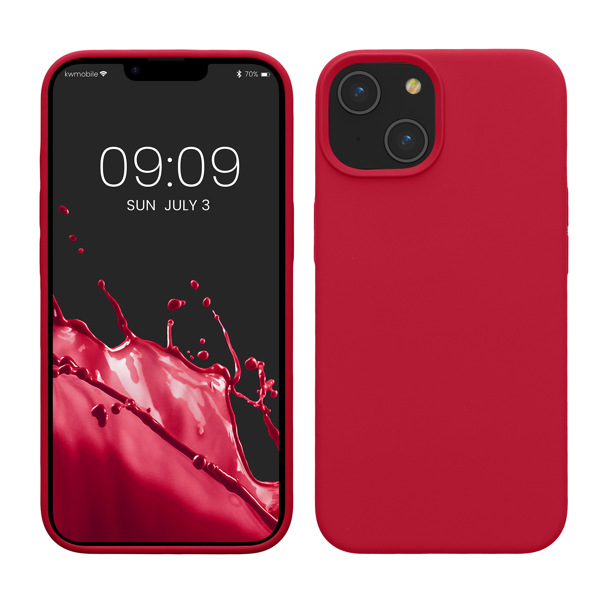 Gummierte Silikon Hülle für Apple iPhone 14 in Granatapfelrot