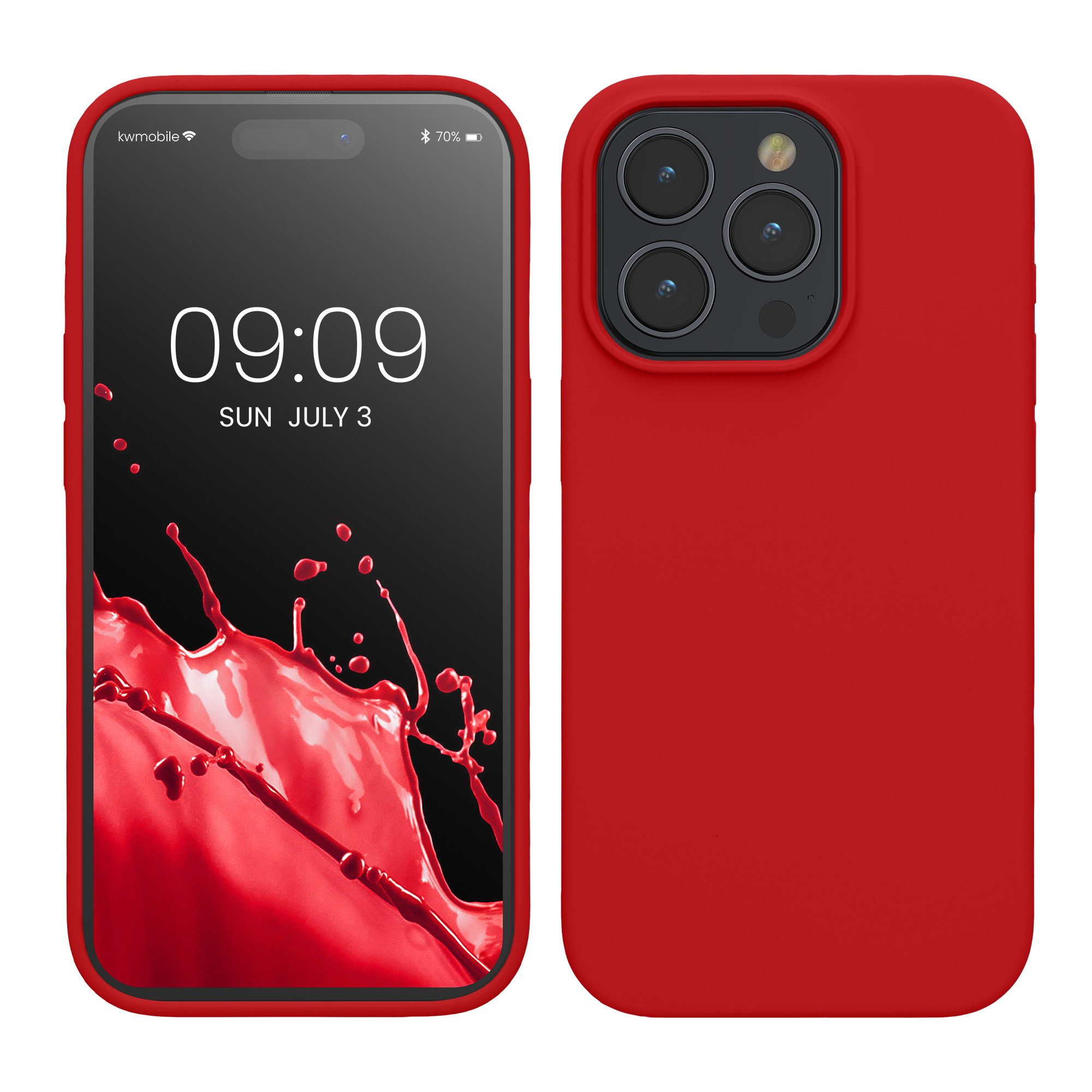 Gummierte Silikon Hülle für Apple iPhone 15 Pro in Klassisch Rot