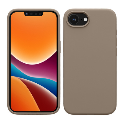 Gummierte Silikon Hülle für Apple iPhone 16e in Taupe