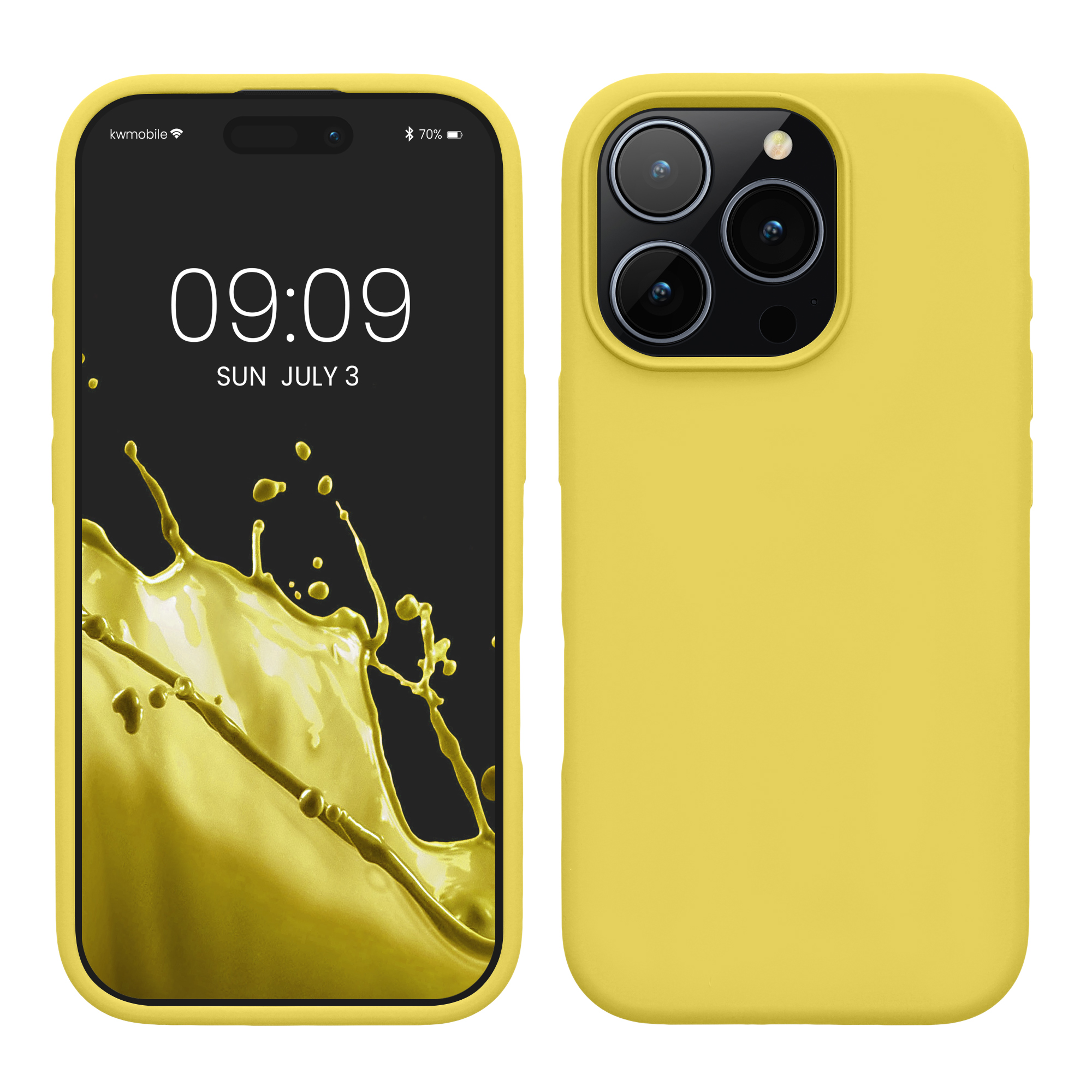 Gummierte Silikon Hülle für Apple iPhone 16 Pro in Zitronengelb