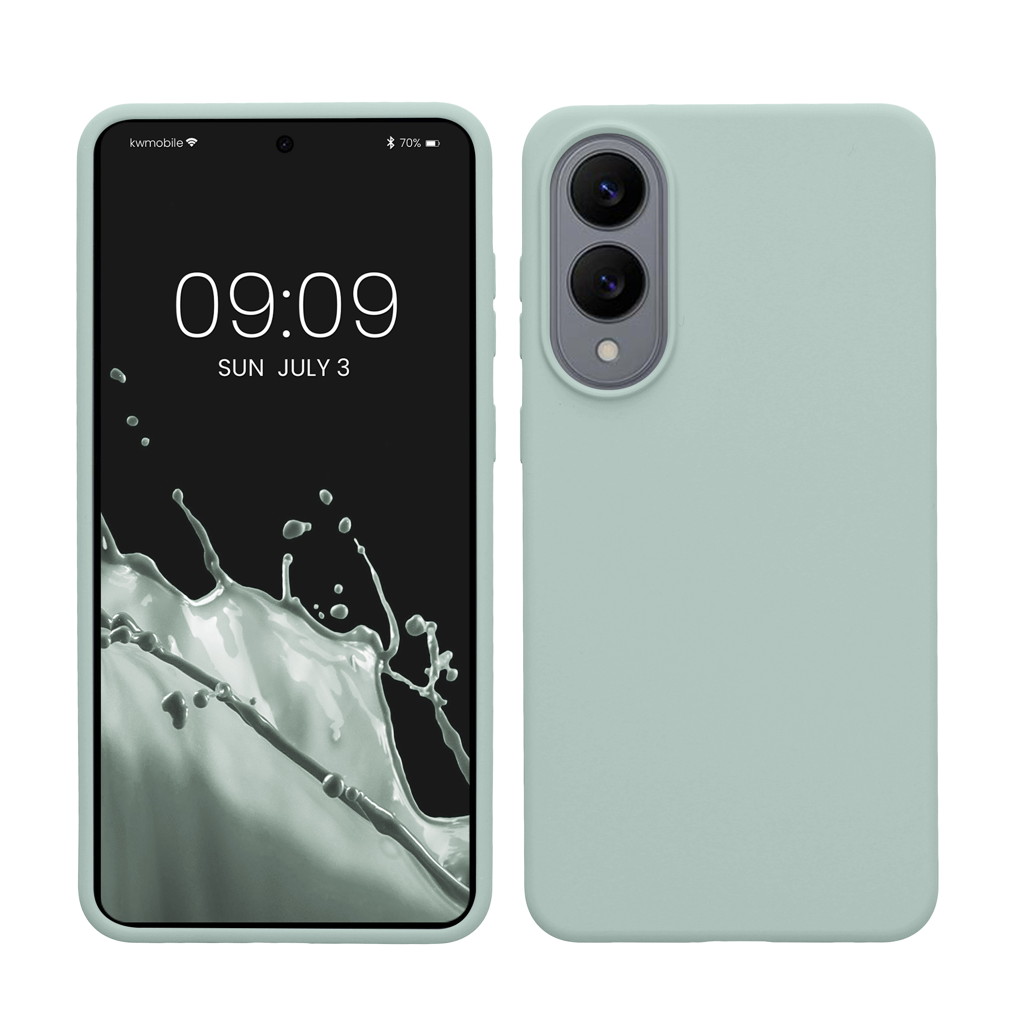 Gummierte Silikon Hülle für Samsung Galaxy S25 Edge in Cool Mint