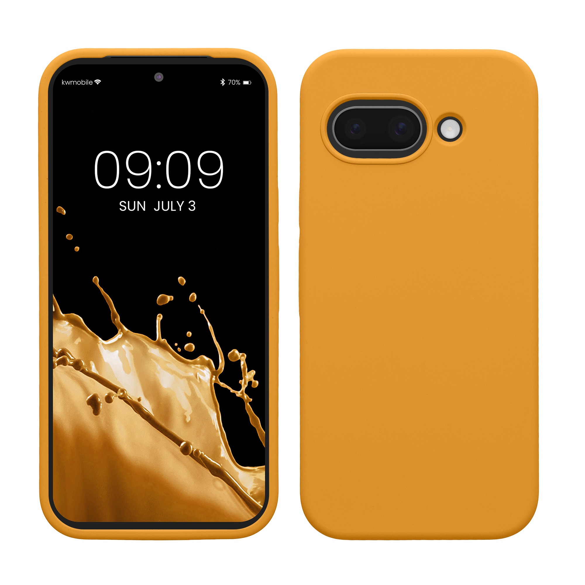 Gummierte Silikon Hülle für Google Pixel 9a in Mango
