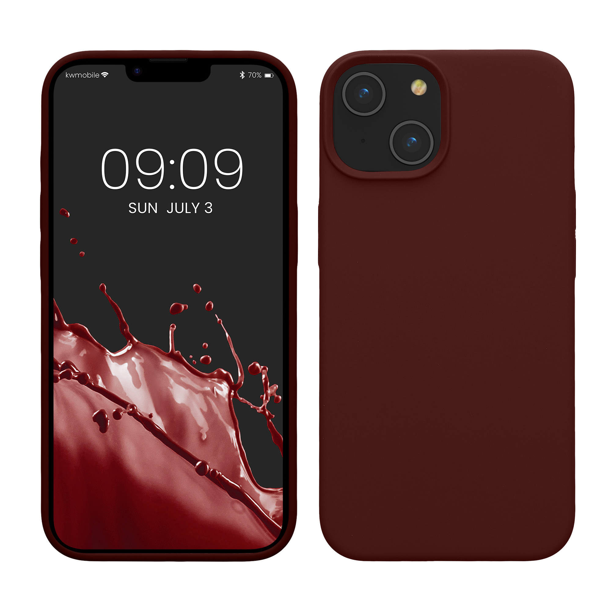 Gummierte Silikon Hülle für Apple iPhone 14 in Bordeaux Violett