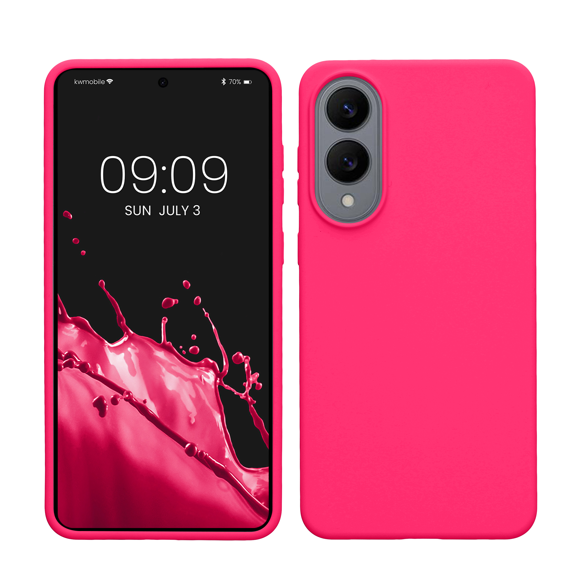 Gummierte Silikon Hülle für Samsung Galaxy S25 Edge in Neon Pink