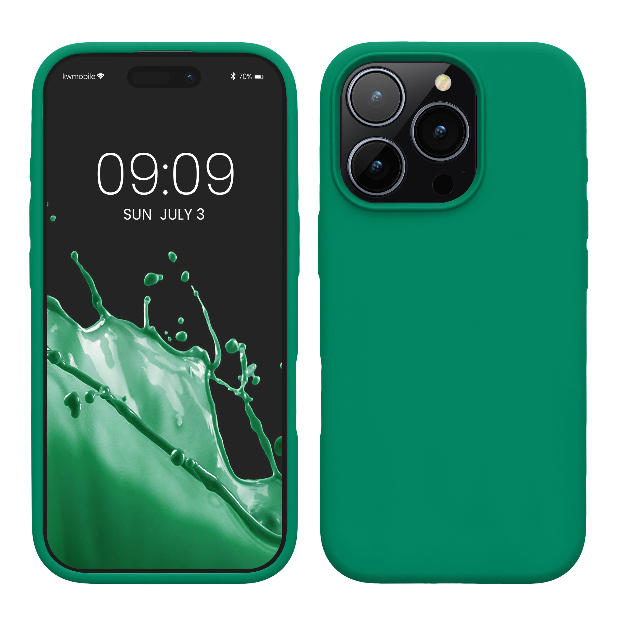 Gummierte Silikon Hülle für Apple iPhone 16 Pro in Smaragdgrün