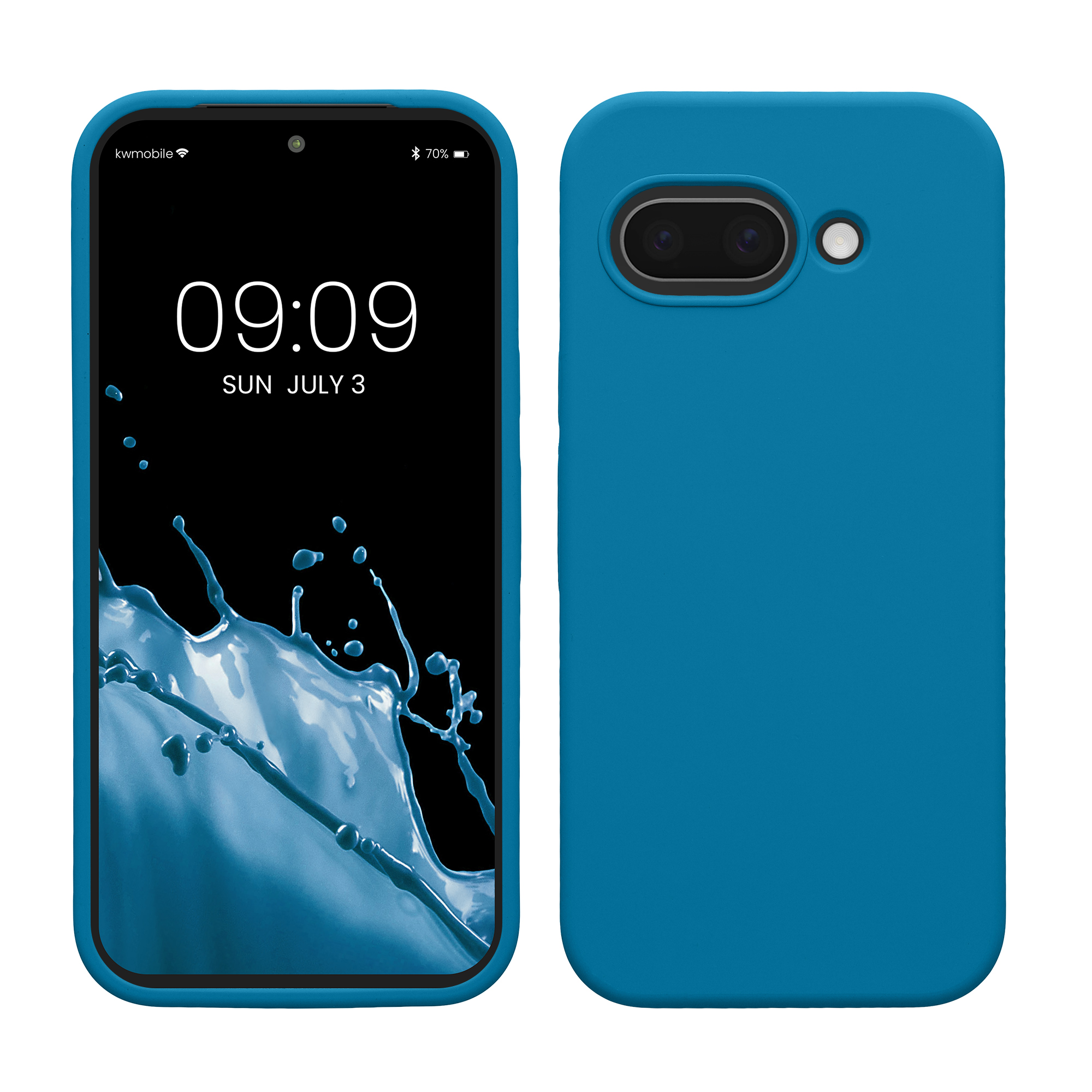 Gummierte Silikon Hülle für Google Pixel 9a in Karibikblau