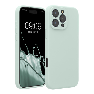 Gummierte Silikon Hülle mit Kameraschutz für Apple iPhone 16 Pro Max in Cool Mint