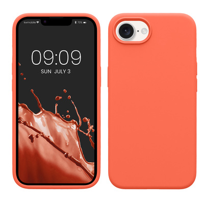 Gummierte Silikon Hülle für Apple iPhone 16e in Leuchtende Koralle