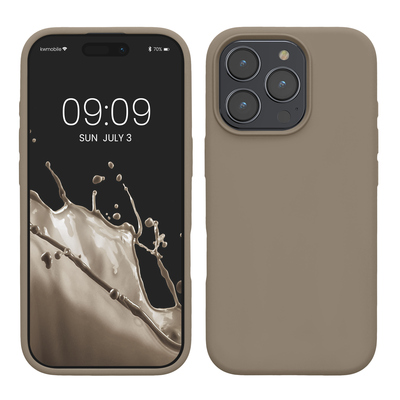 Gummierte Silikon Hülle für Apple iPhone 16 Pro Max in Taupe