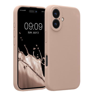 Gummierte Silikon Hülle mit Kameraschutz für Apple iPhone 16 in Altrosa
