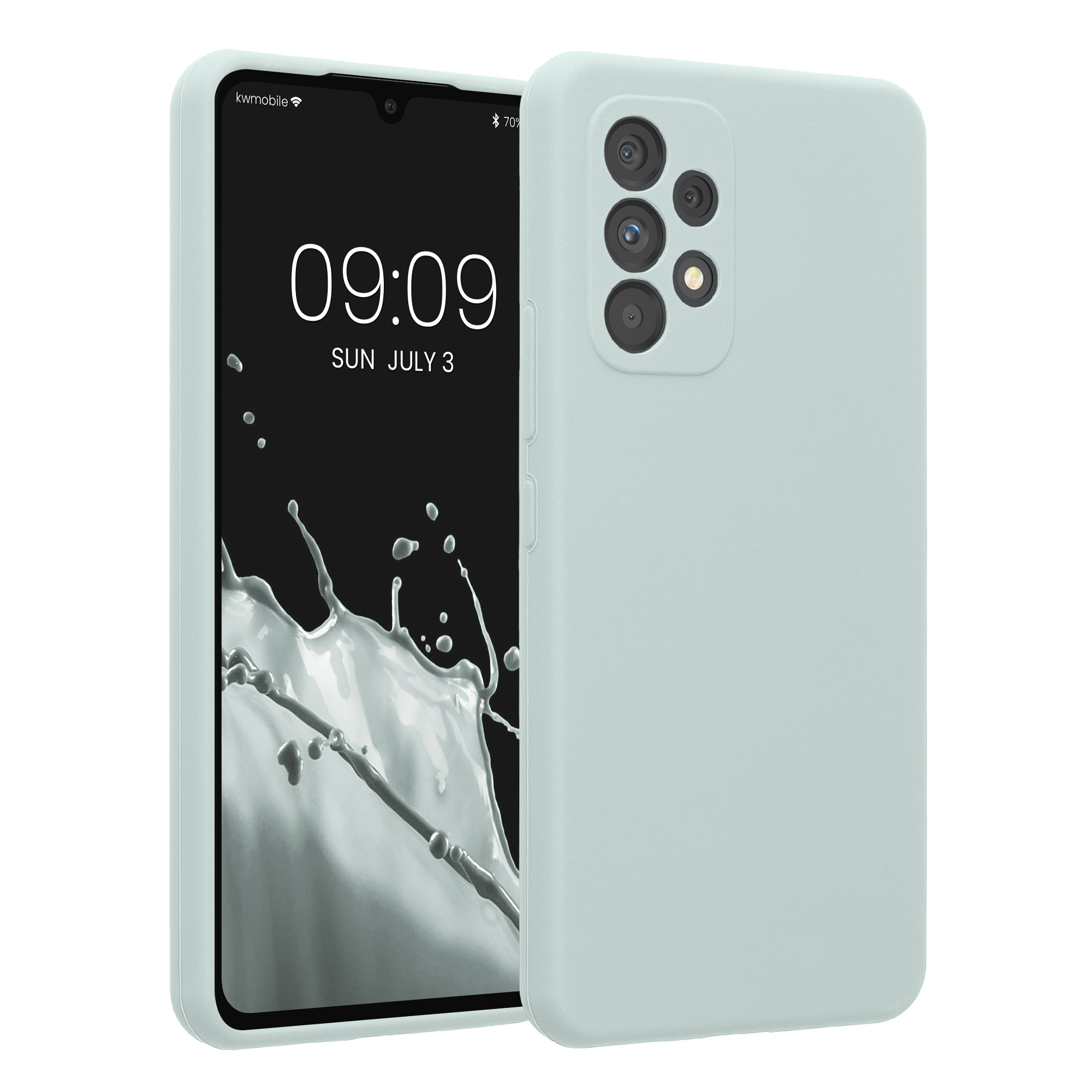 Gummierte Silikon Hülle mit Kameraschutz für Samsung Galaxy A53 5G in Cool Mint