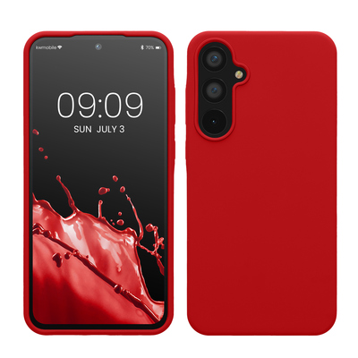 Gummierte Silikon Hülle für Samsung Galaxy A55 5G in Klassisch Rot