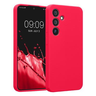 Gummierte Silikon Hülle mit Kameraschutz für Samsung Galaxy S24 in Neon Pink