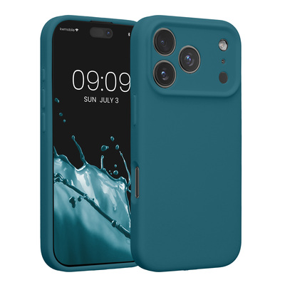 Gummierte Silikon Hülle mit Kameraschutz für Apple iPhone 17 Pro in Petrol matt