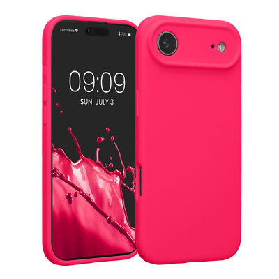 Gummierte Silikon Hülle mit Kameraschutz für Apple iPhone Air in Neon Pink