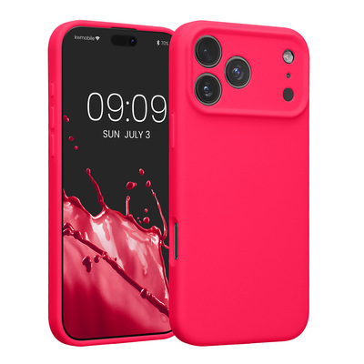 Gummierte Silikon Hülle mit Kameraschutz für Apple iPhone 17 Pro Max in Neon Pink