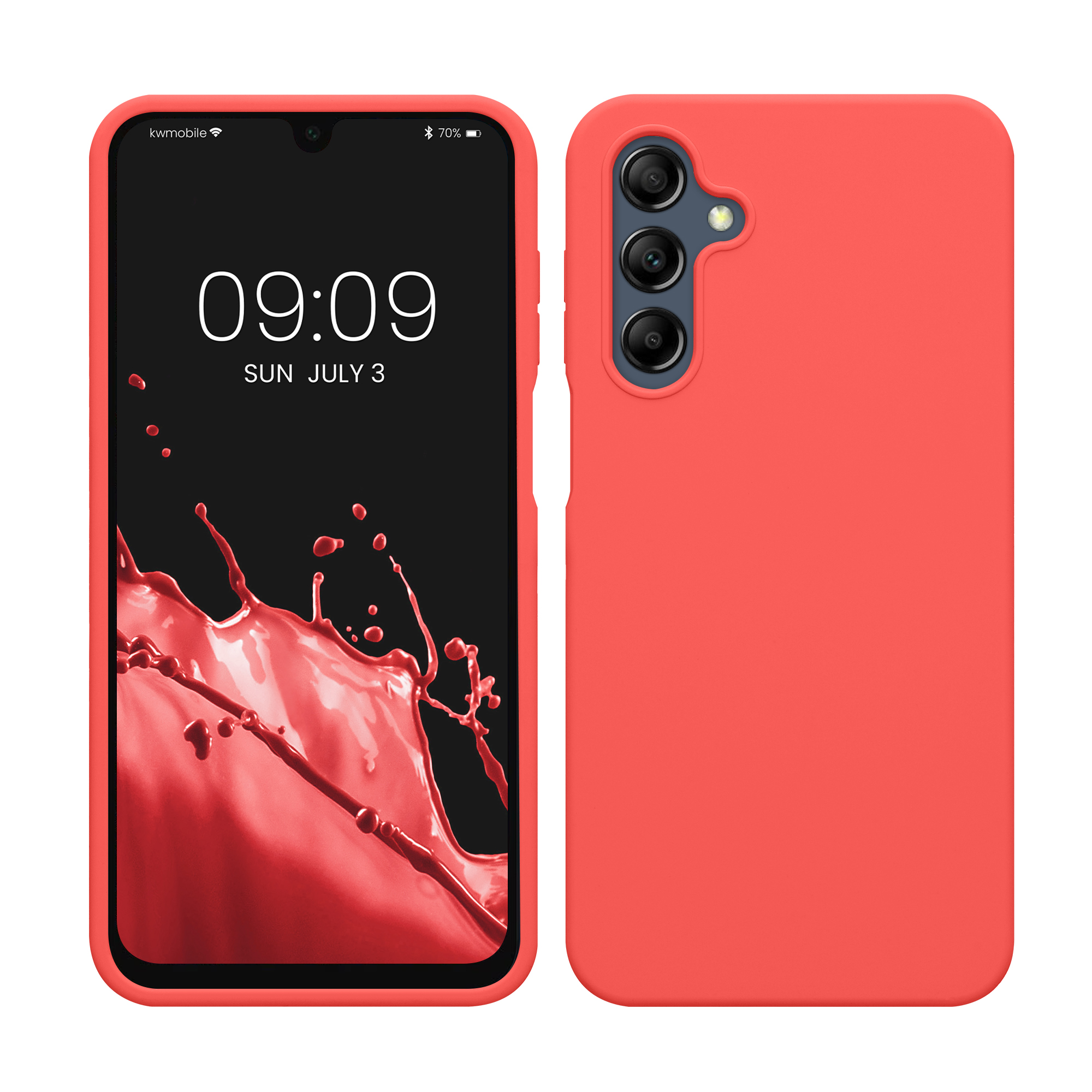 Gummierte Silikon Hülle für Samsung Galaxy A16 5G in Neon Koralle