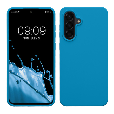 Gummierte Silikon Hülle für Samsung Galaxy A56 5G in Karibikblau