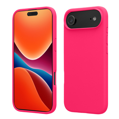 Gummierte Silikon Hülle für Apple iPhone Air in Neon Pink