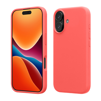 Gummierte Silikon Hülle für Apple iPhone 17 in Neon Koralle