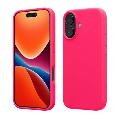 Gummierte Silikon Hülle für Apple iPhone 17 in Neon Pink