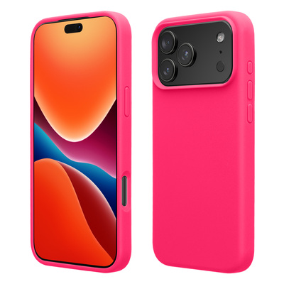Gummierte Silikon Hülle für Apple iPhone 17 Pro Max in Neon Pink