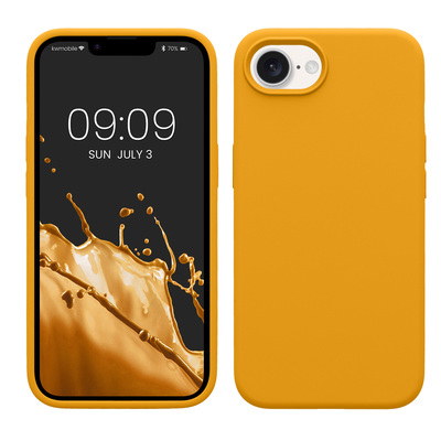 Gummierte Silikon Hülle für Apple iPhone 16e in Mango
