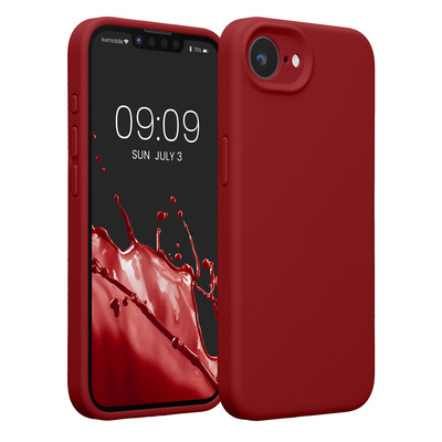 Gummierte Silikon Hülle mit Kameraschutz für Apple iPhone 16e in Rhabarber Rot