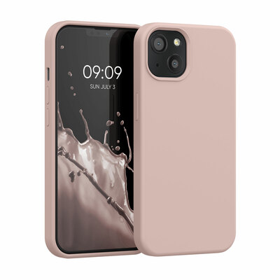 Gummierte Silikon Hülle für Apple iPhone 13 in Altrosa