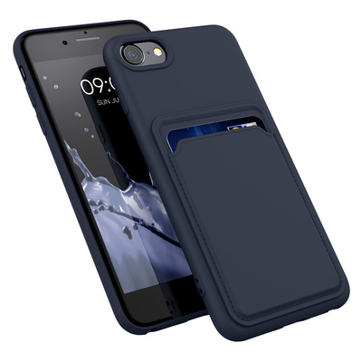 Cross selling TPU Hülle mit Kartenfach für Apple iPhone SE (2022) / iPhone SE (2020) / iPhone 8 / iPhone 7 Dunkelblau