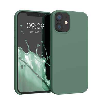 Gummierte Silikon Hülle für Apple iPhone 12 mini in Tannengrün